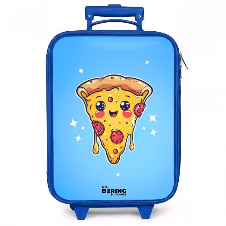 Kinderkoffer - Blauw - Pizza met blauwe achtergrond — 1