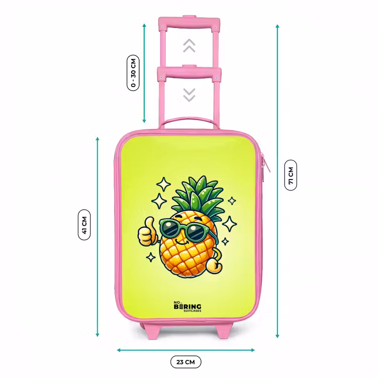 Kinderkoffer - Roze - Blije ananas met groene achtergrond — 6
