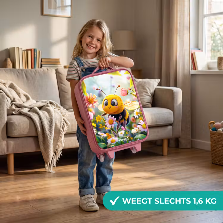 Kinderkoffer - Roze - Close-up van een bij tussen roze bloemen — 2