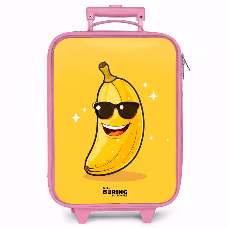 Kinderkoffer - Roze - Lachende banaan met zwarte zonnebril — 1