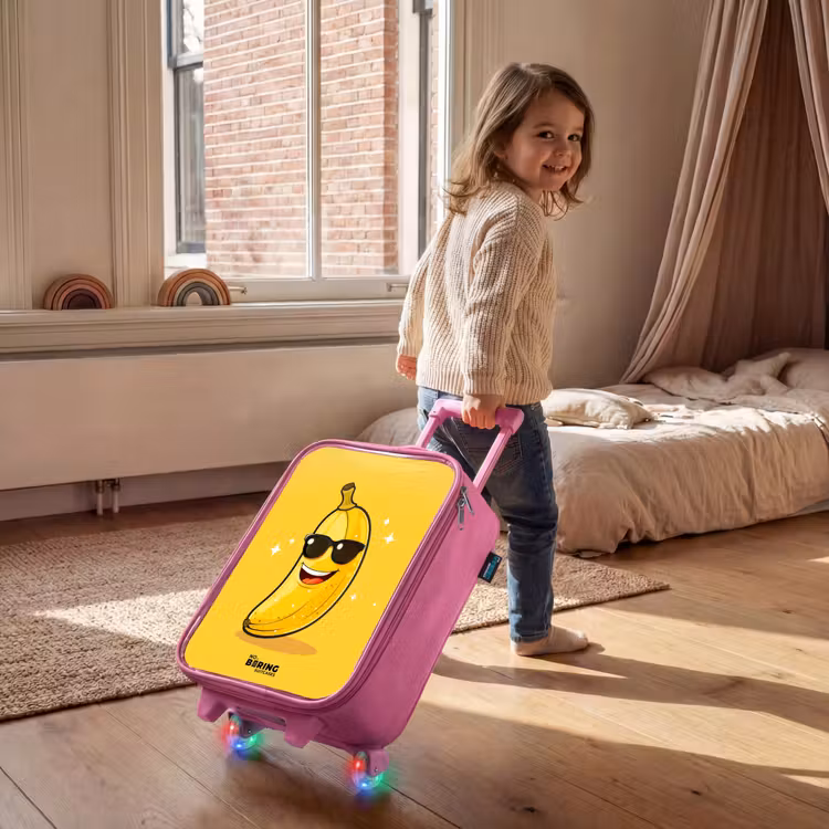 Kinderkoffer - Roze - Lachende banaan met zwarte zonnebril — 3