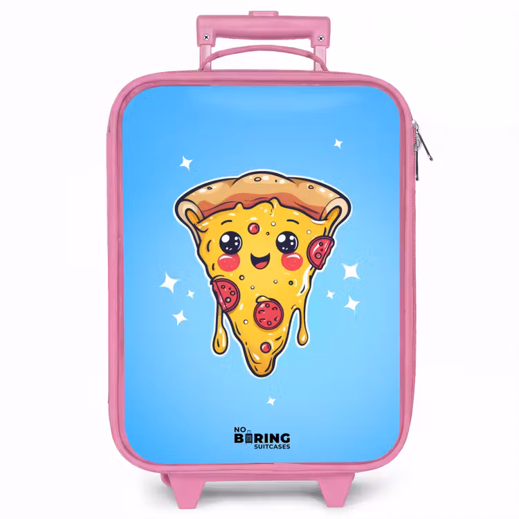 Kinderkoffer - Roze - Pizza met blauwe achtergrond — 1