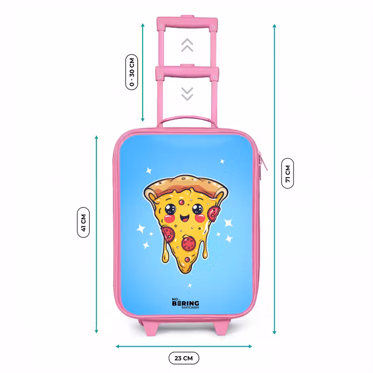Kinderkoffer - Roze - Pizza met blauwe achtergrond — 6