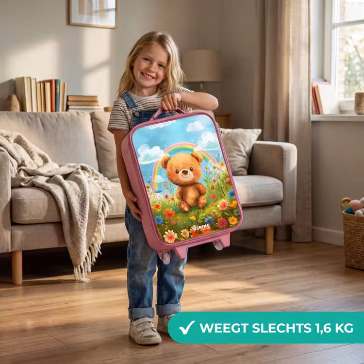 Kinderkoffer - Roze - Teddybeer tussen de bloemen — 2