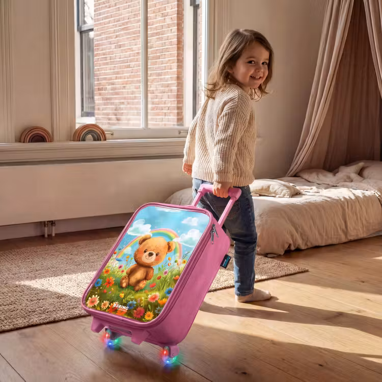 Kinderkoffer - Roze - Teddybeer tussen de bloemen — 3