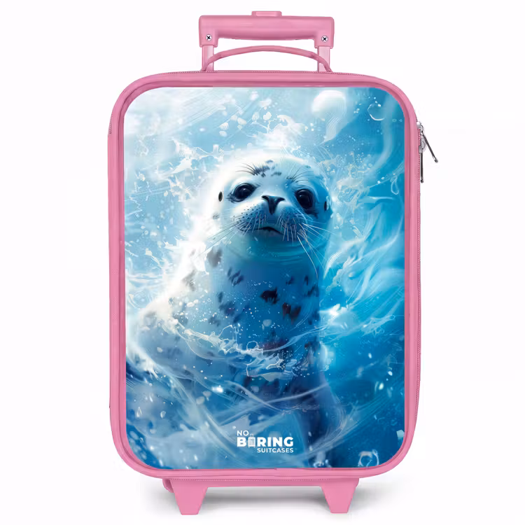 Kinderkoffer - Roze - Zeehondenpup in helderblauw water — 1