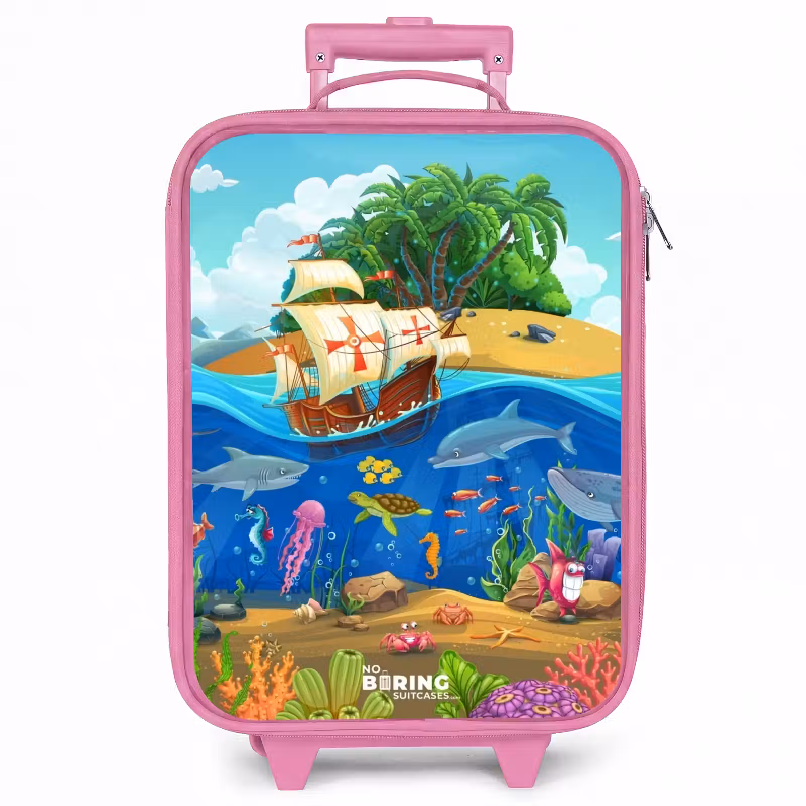 Kinderkoffer - Roze - Zeilschip op de oceaan — 1
