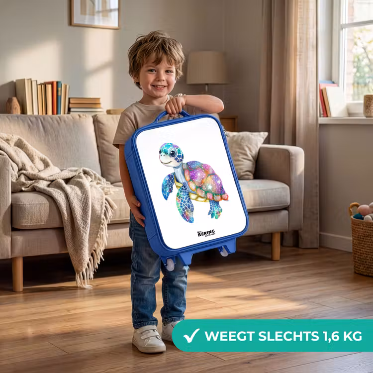 Kinderkoffer - Blauw - Kleurrijke schildpad als mozaïek — 2
