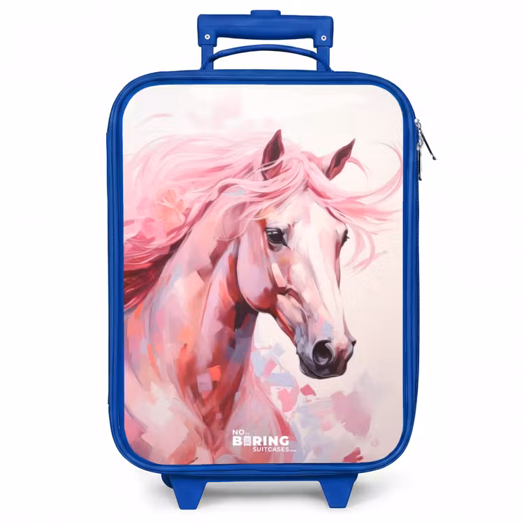 Kinderkoffer - Blauw - Paard in roze pastelkleuren — 1