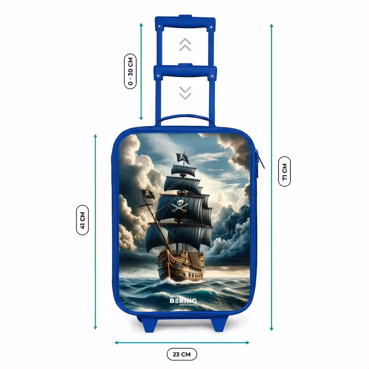 Kinderkoffer - Blauw - Piratenschip op een woeste zee — 6