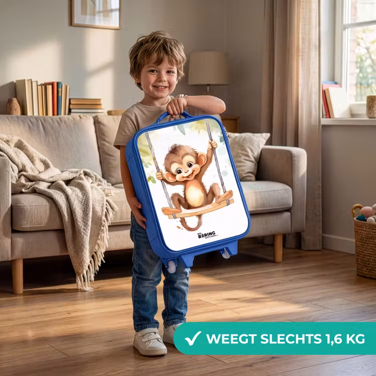 Kinderkoffer - Blauw - Schommelende grote aap — 2
