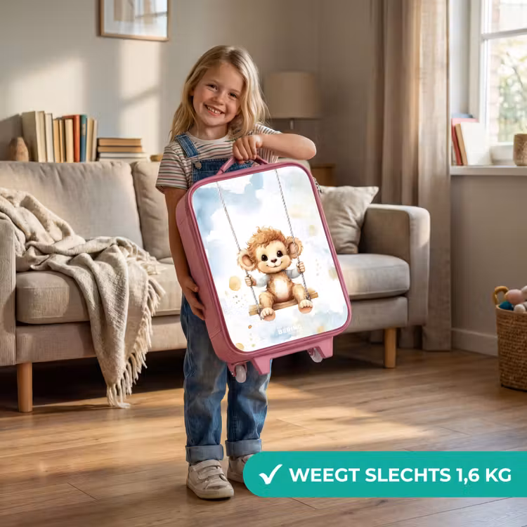 Kinderkoffer - Roze - Axel aapje — 2