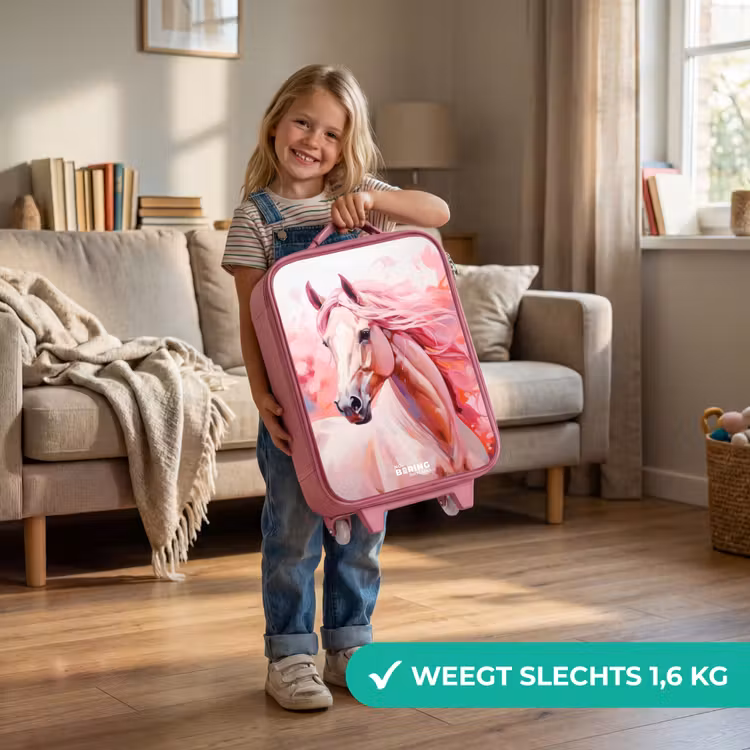 Kinderkoffer - Roze - Pastel roze paard — 2