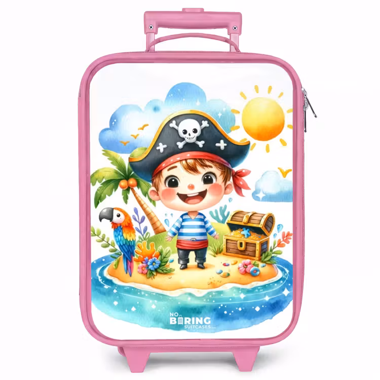 Kinderkoffer - Roze - Piraat op een eiland — 1