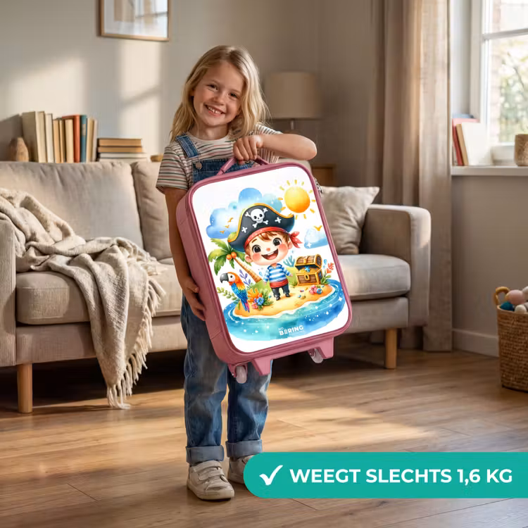 Kinderkoffer - Roze - Piraat op een eiland — 2