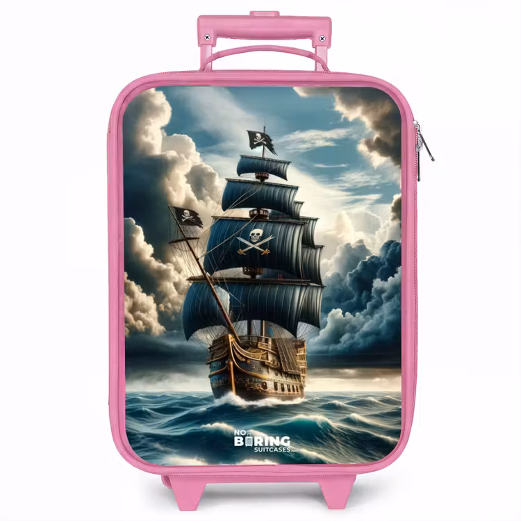 Kinderkoffer - Roze - Piratenschip op een woeste zee — 1