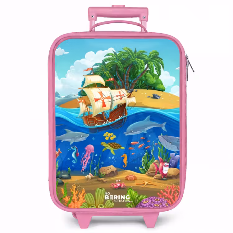 Kinderkoffer - Roze - Zeilschip op de oceaan — 1