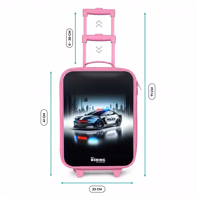 Kinderkoffer - Roze - Zwart-witte politieauto voor een skyline — 6