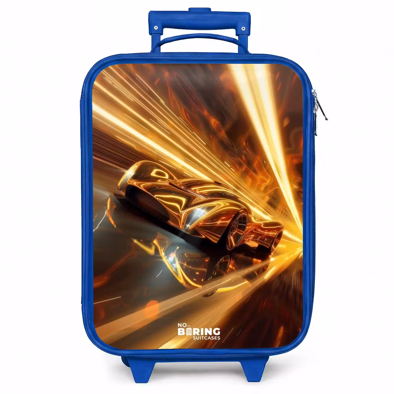 Kinderkoffer - Blauw - Gouden raceauto in een tunnel — 1