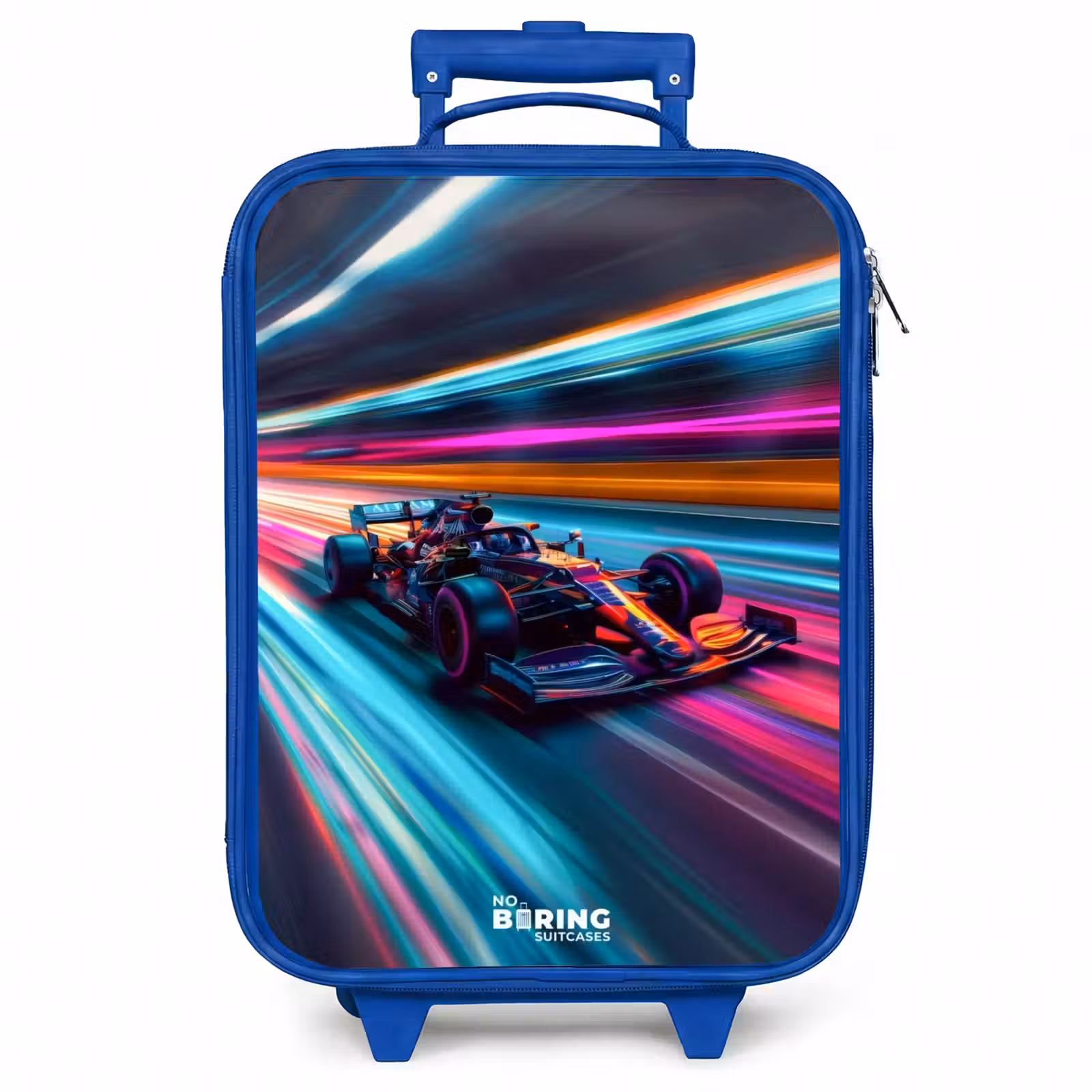 Kinderkoffer - Blauw - Raceauto met kleurrijke lichtsporen — 1