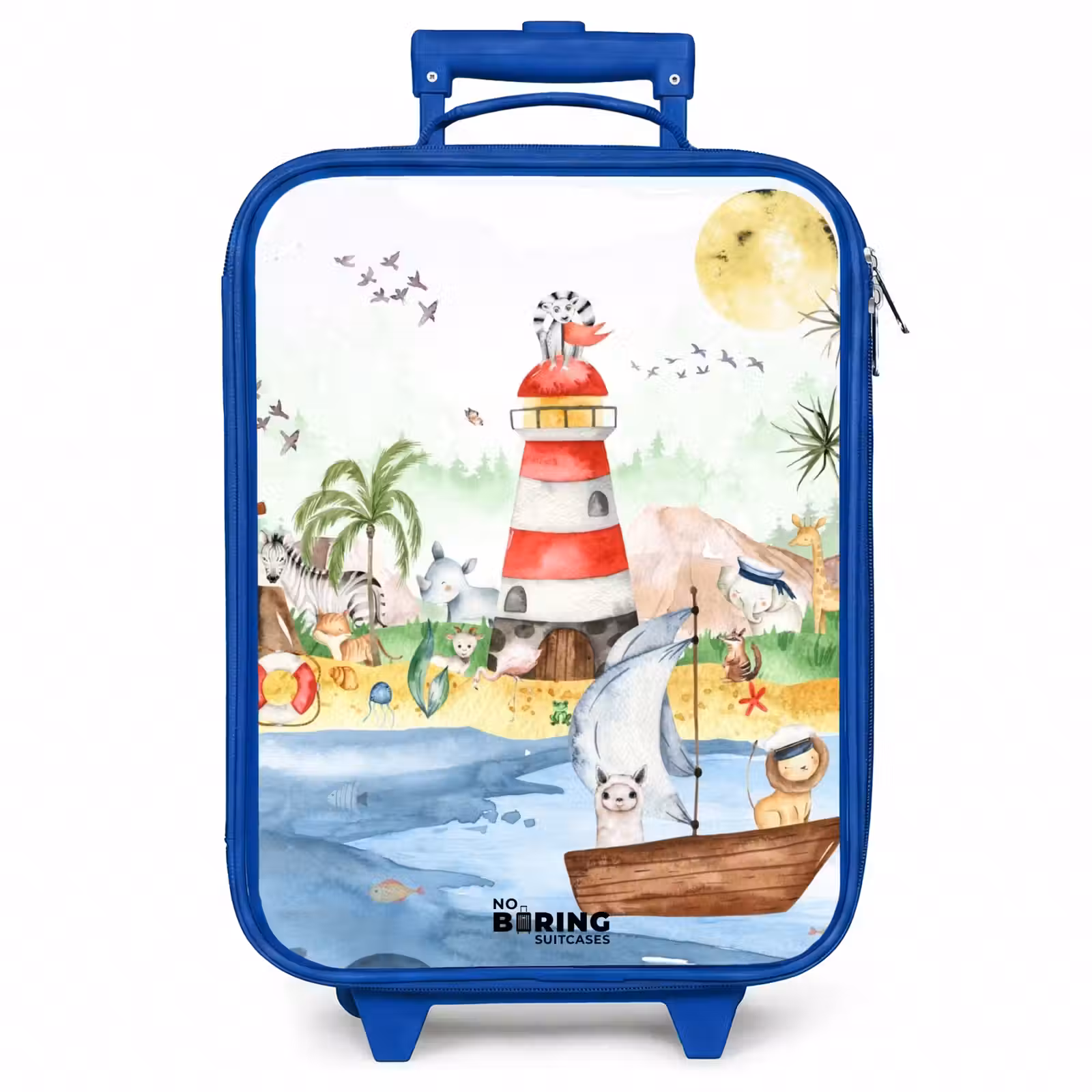 Kinderkoffer - Blauw - Vuurtoren met allemaal dieren — 1