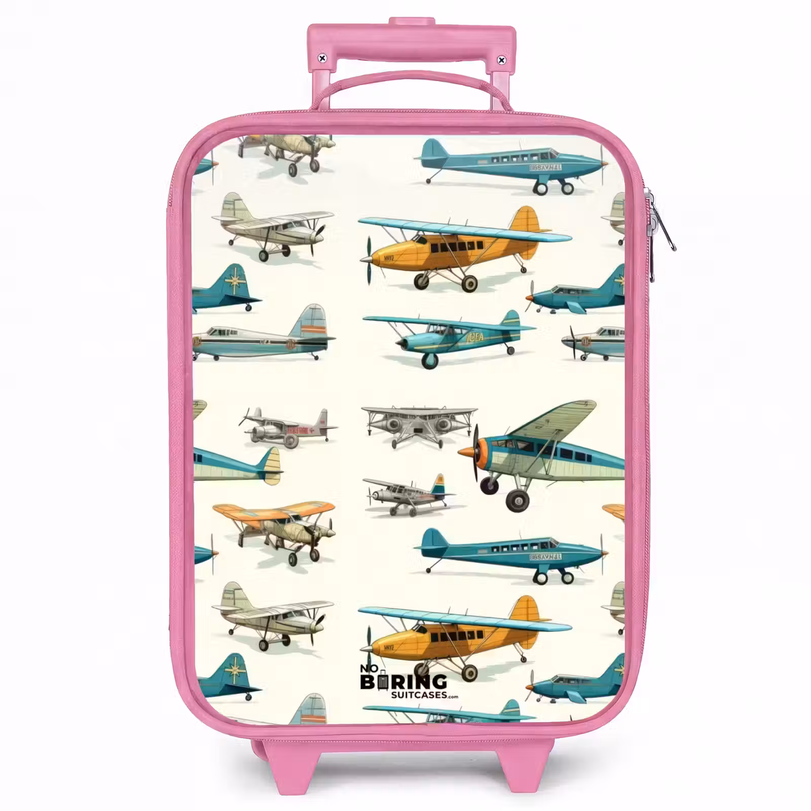 Kinderkoffer - Roze - Vintage propellervliegtuigen patroon — 1