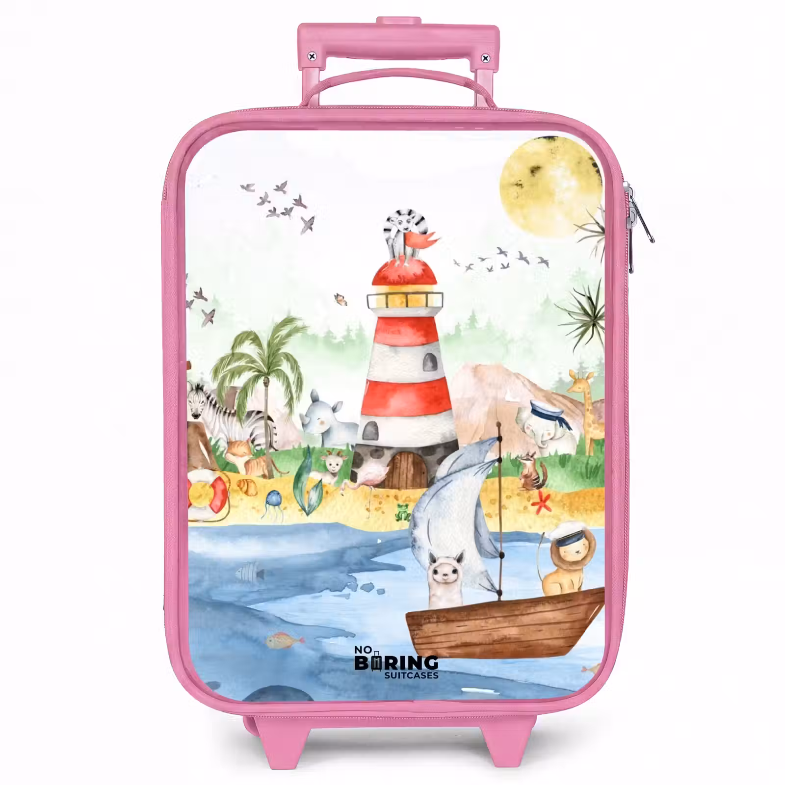 Kinderkoffer - Roze - Vuurtoren met allemaal dieren — 1