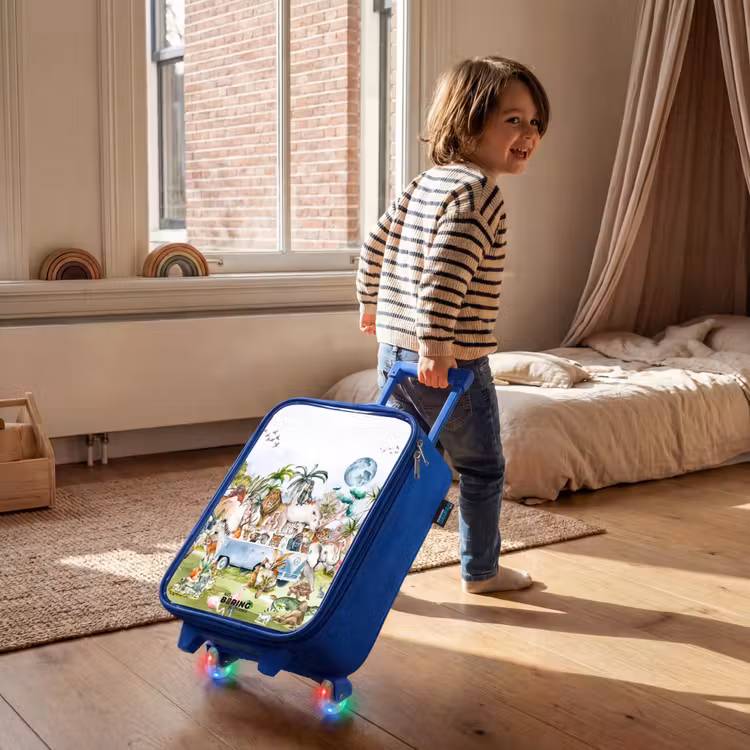 Kinderkoffer - Blauw - Busje vol dieren — 3
