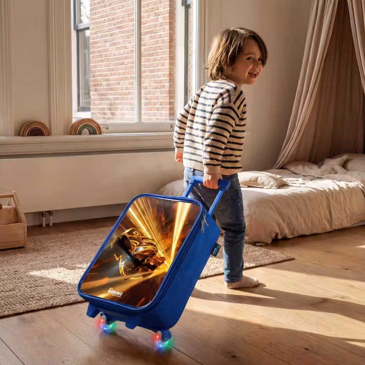 Kinderkoffer - Blauw - Gouden raceauto in een tunnel — 3