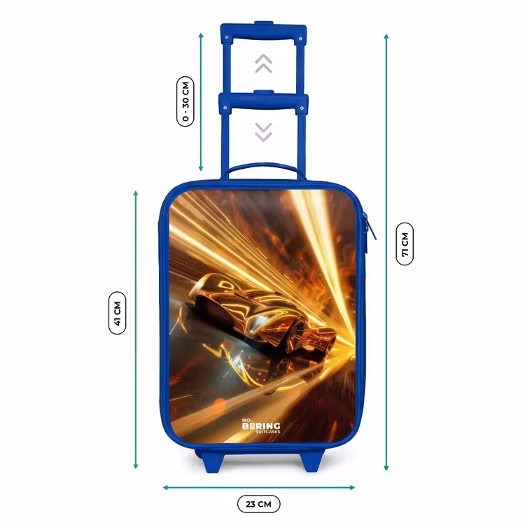 Kinderkoffer - Blauw - Gouden raceauto in een tunnel — 6