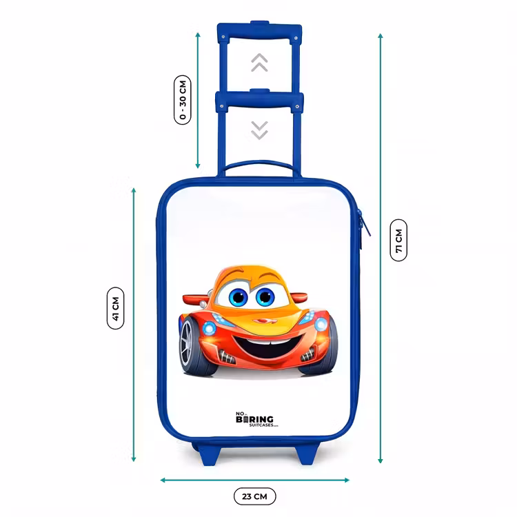 Kinderkoffer - Blauw - Raceauto met gezicht — 6