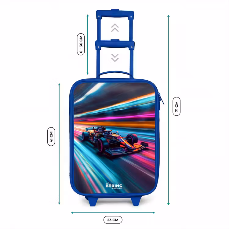 Kinderkoffer - Blauw - Raceauto met kleurrijke lichtsporen — 6