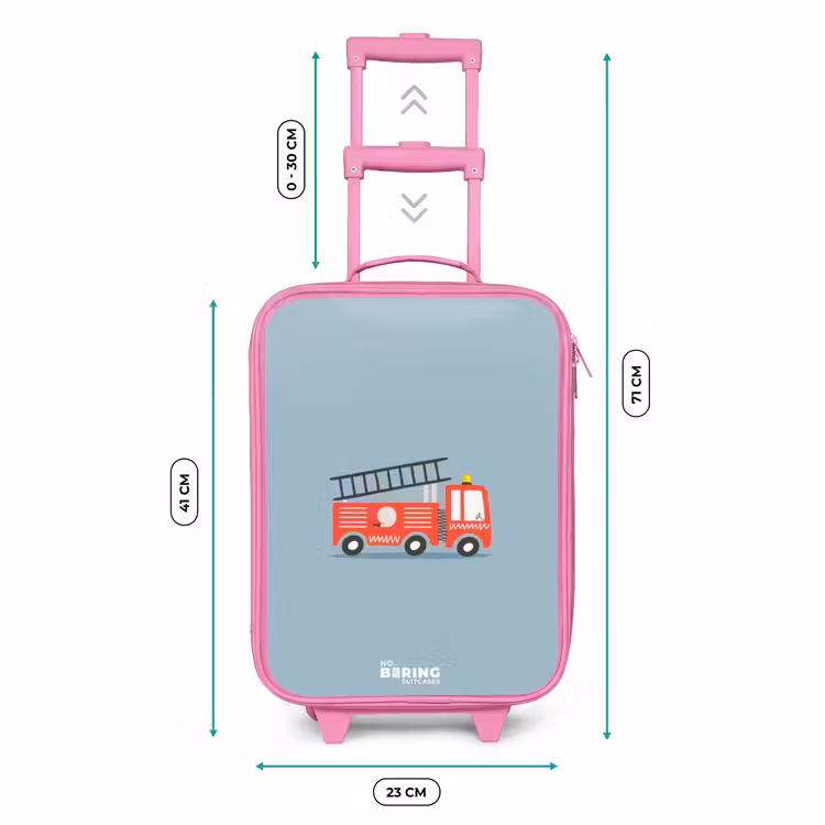 Kinderkoffer - Roze - Brandweerauto blauwe achtergrond — 6