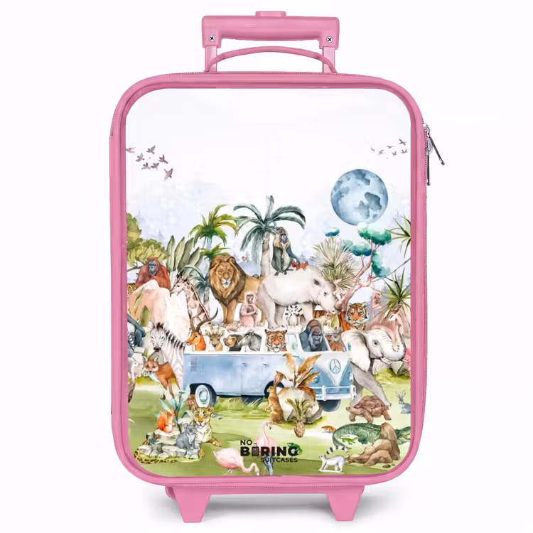 Kinderkoffer - Roze - Busje vol dieren — 1