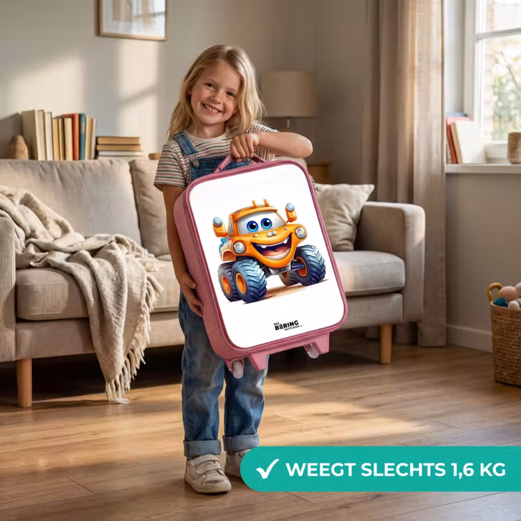 Kinderkoffer - Roze - Oranje monstertruck die lacht — 2