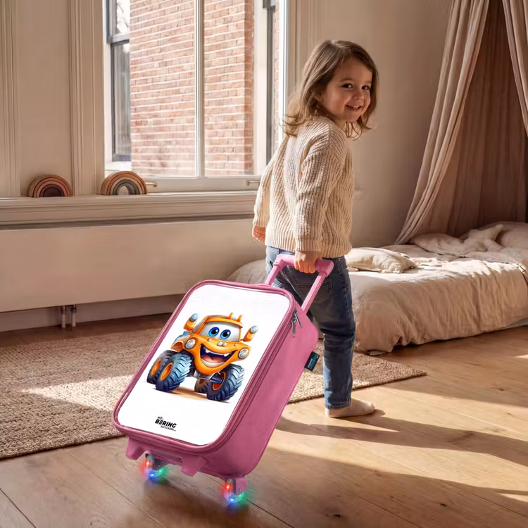 Kinderkoffer - Roze - Oranje monstertruck die lacht — 3