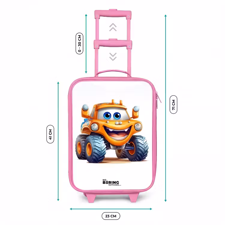 Kinderkoffer - Roze - Oranje monstertruck die lacht — 6