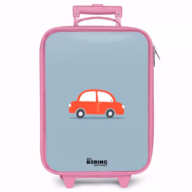 Kinderkoffer - Roze - Rode auto blauwe achtergrond — 1