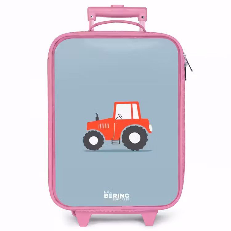 Kinderkoffer - Roze - Rode trekker blauwe achtergrond — 1