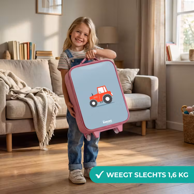 Kinderkoffer - Roze - Rode trekker blauwe achtergrond — 2