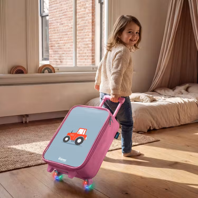 Kinderkoffer - Roze - Rode trekker blauwe achtergrond — 3