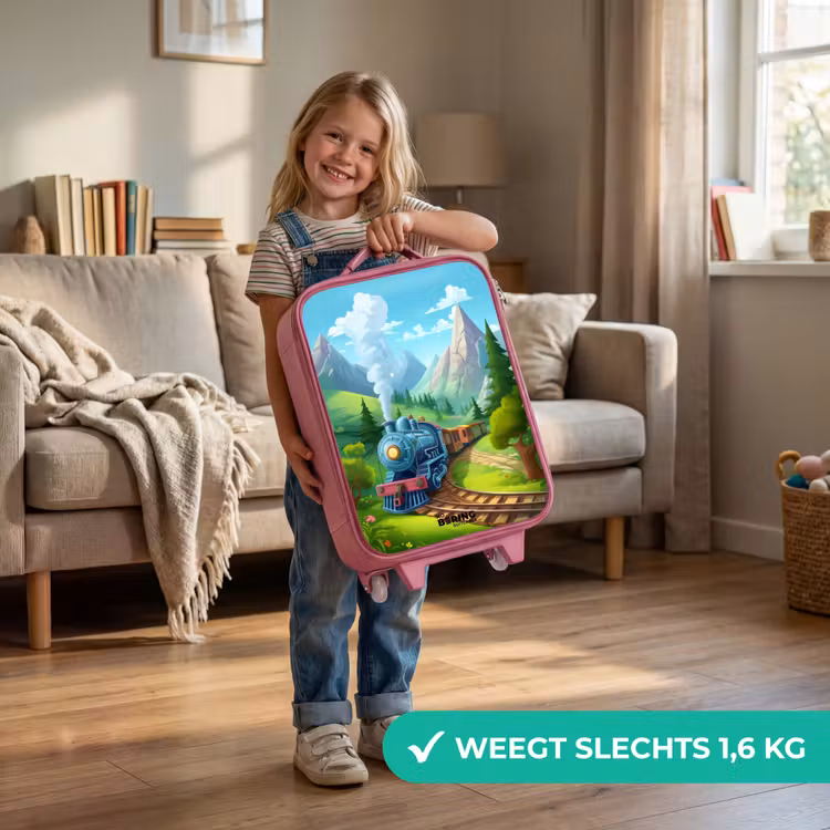 Kinderkoffer - Roze - Stoomtrein door berglandschap — 2