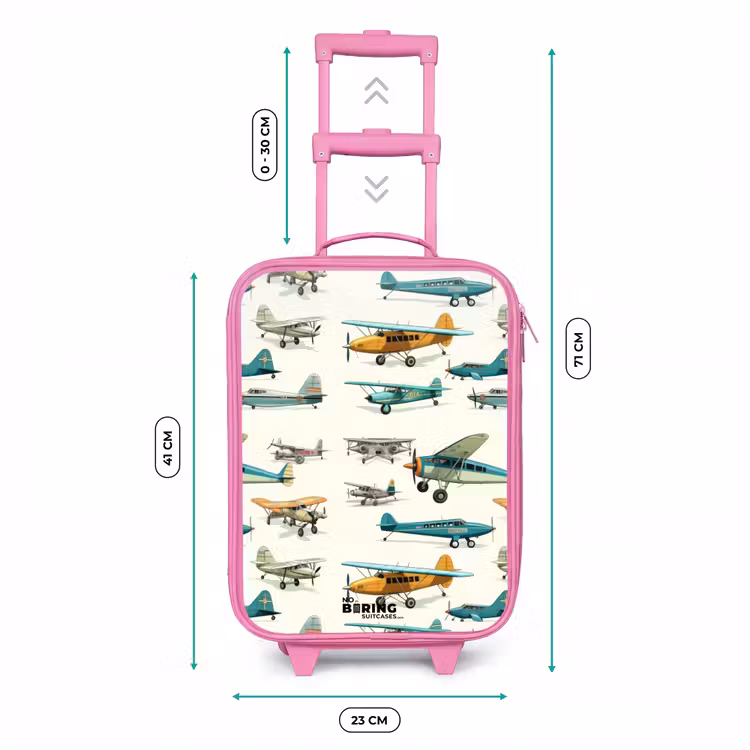 Kinderkoffer - Roze - Vintage propellervliegtuigen patroon — 6