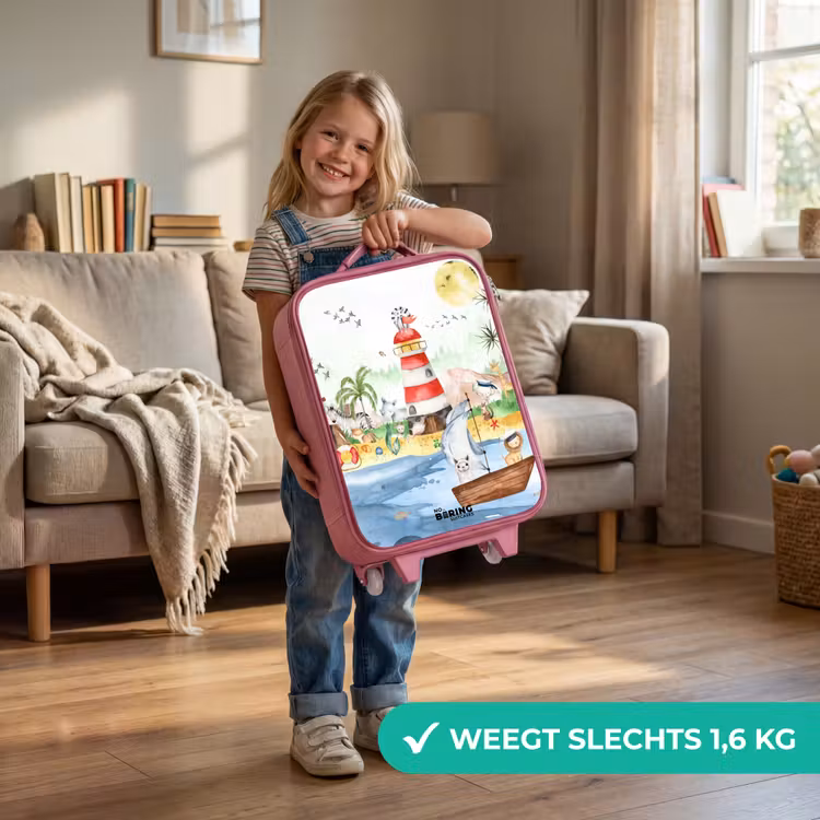 Kinderkoffer - Roze - Vuurtoren met allemaal dieren — 2
