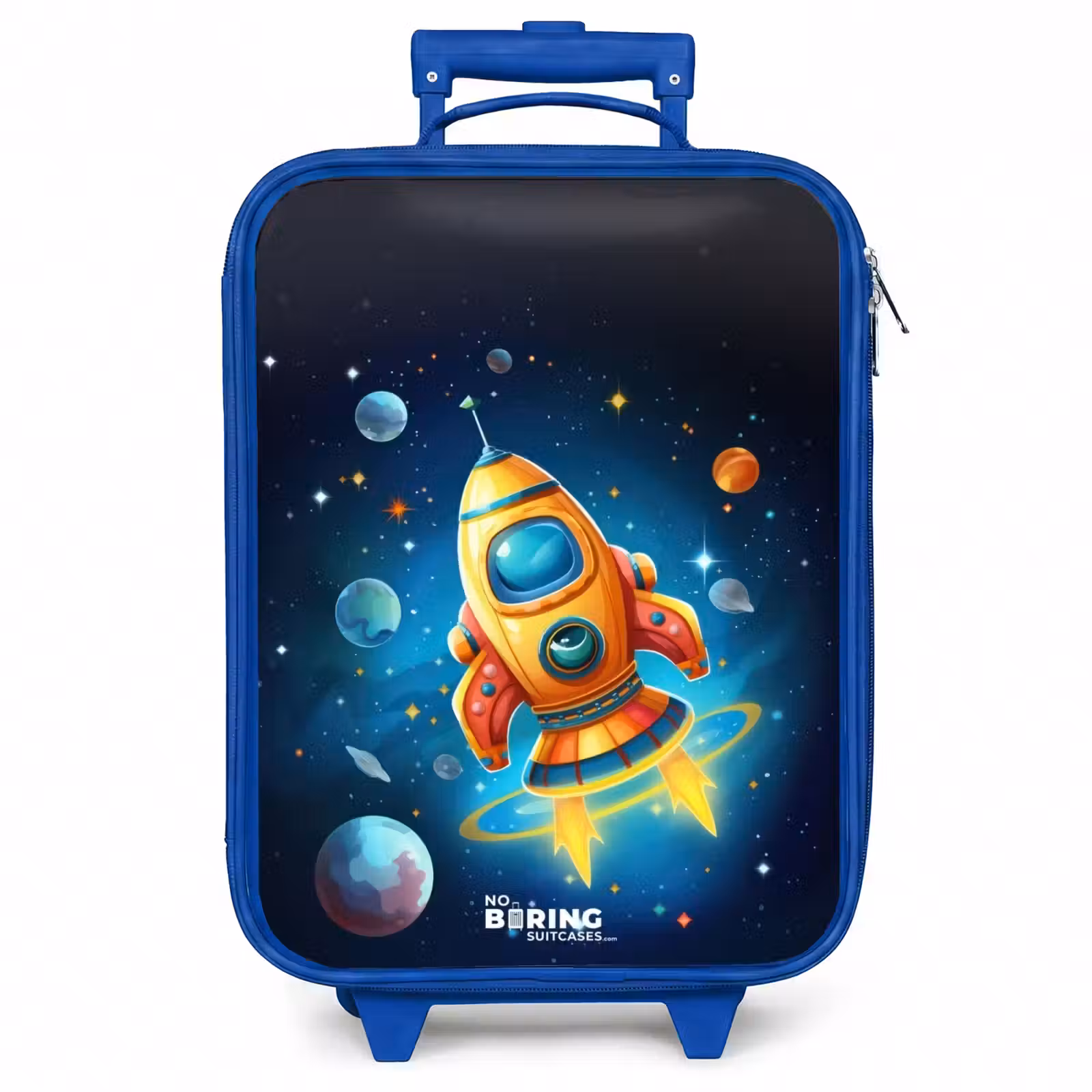 Kinderkoffer - Blauw - Oranje raket in de sterrenhemel — 1