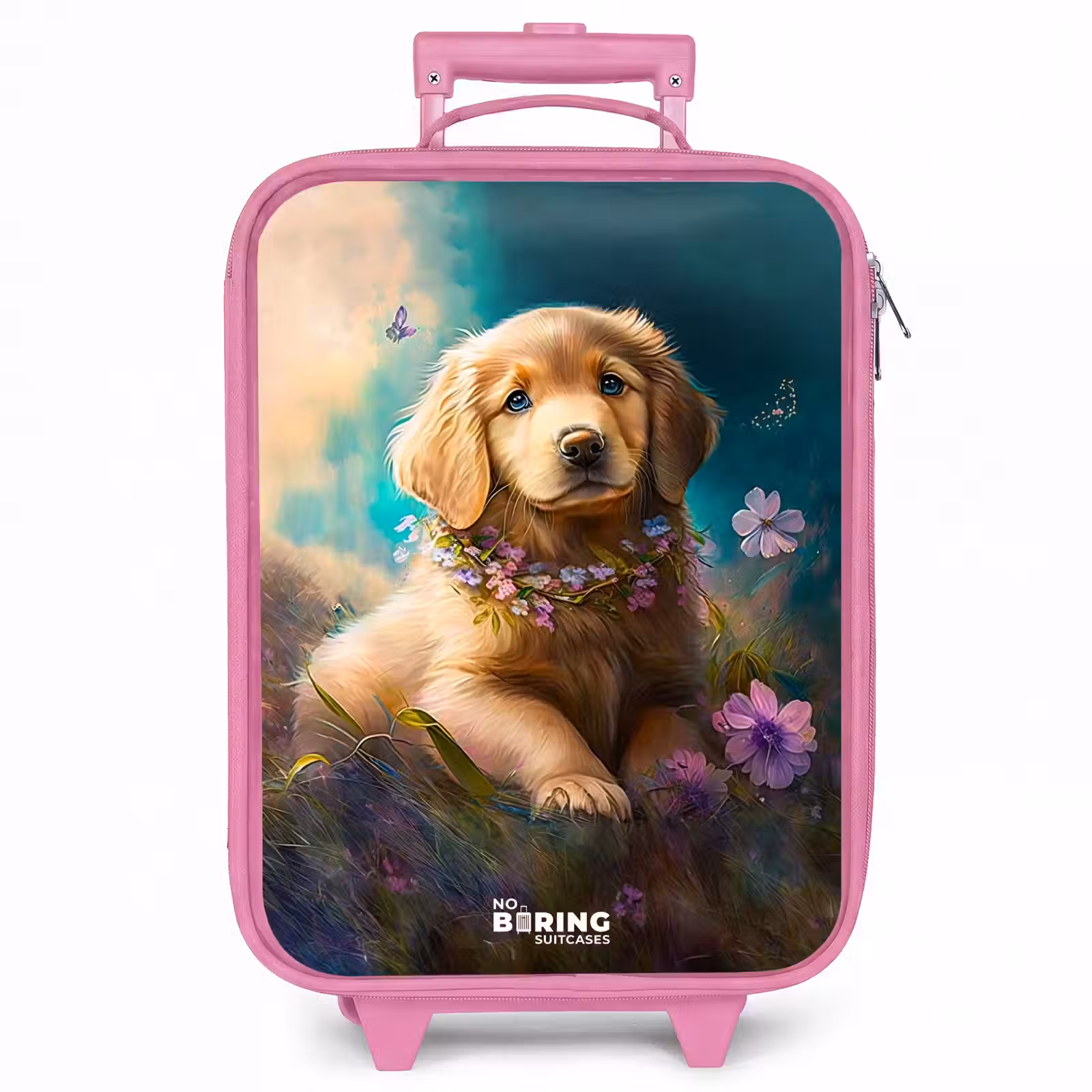 Kinderkoffer - Roze - Goudkleurige puppy in het gras — 1