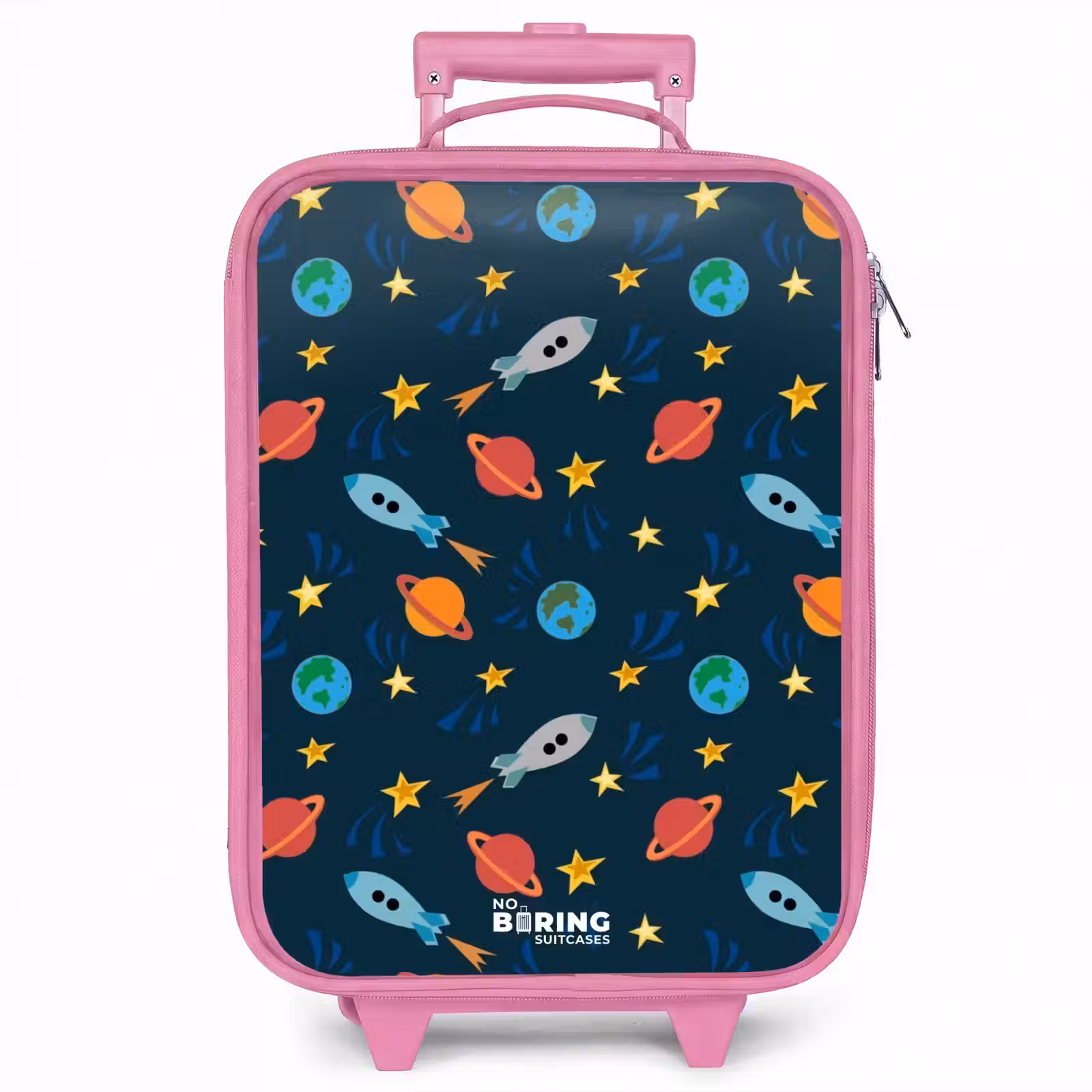 Kinderkoffer - Roze - Patroon van raketten en planeten — 1