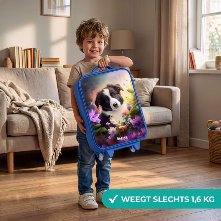 Kinderkoffer - Blauw - Hond met blauwe ogen in een veld — 2