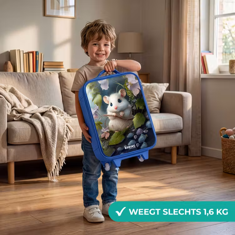 Kinderkoffer - Blauw - Muisje omringd door bladeren — 2