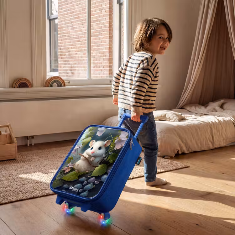 Kinderkoffer - Blauw - Muisje omringd door bladeren — 3